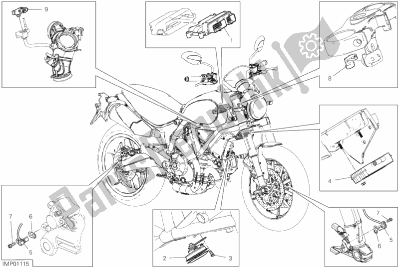 Alle onderdelen voor de 13d - Elektrische Apparaten van de Ducati Scrambler 1100 Thailand USA 2019